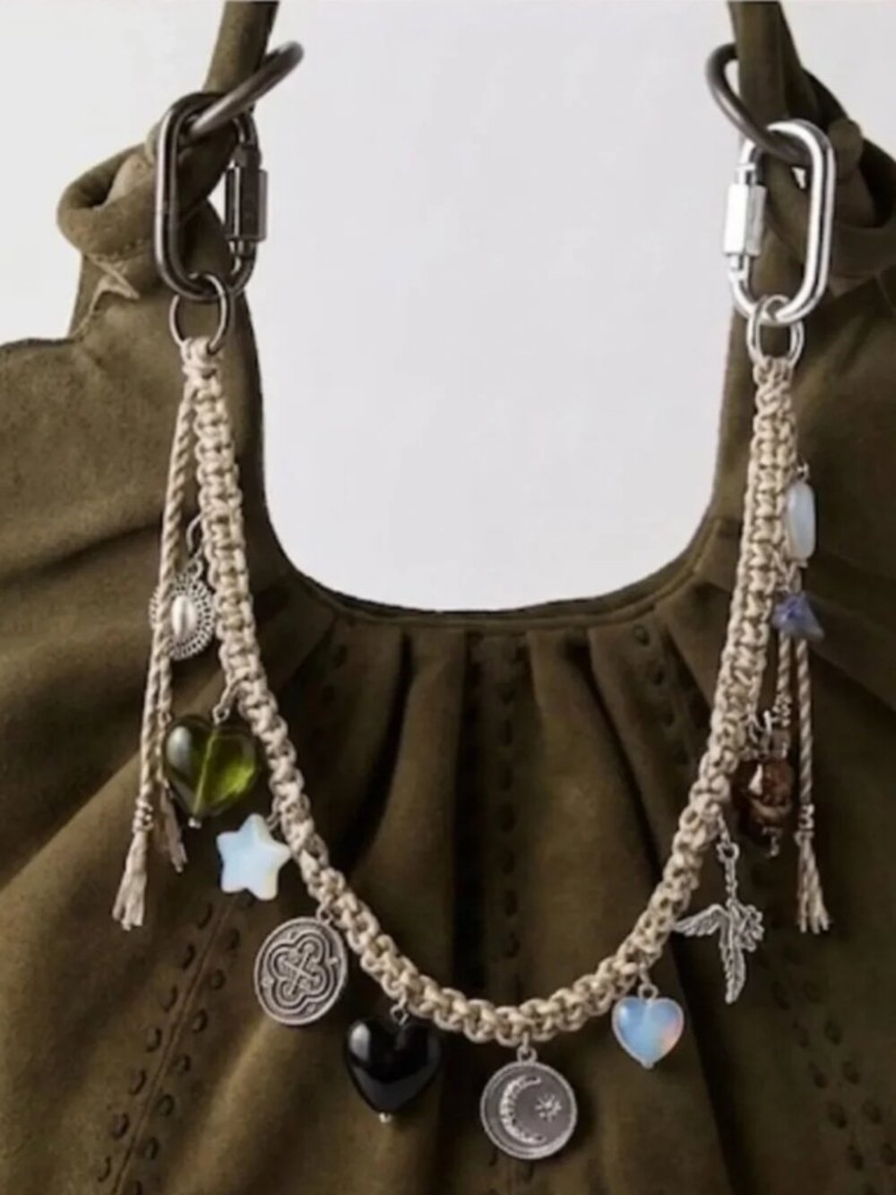 NWT Free People Friendship Swag Charm in Green Combo